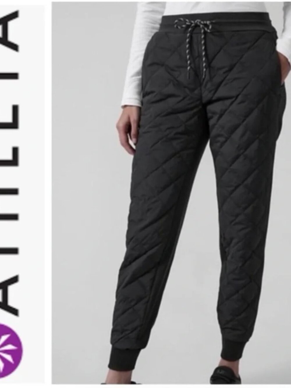 Athleta Apres Quilted Down Ski Jogger Black - Size 16